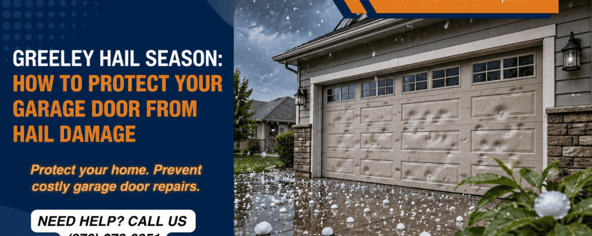 Greeley garage door damaged by hail during a Colorado hailstorm