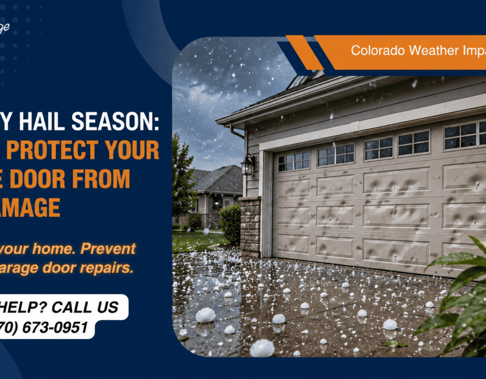 Greeley garage door damaged by hail during a Colorado hailstorm